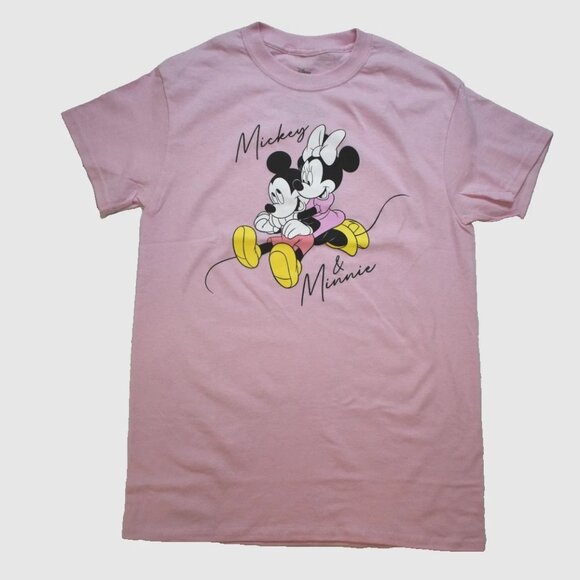 Disney Mickey Mouse Adult Mickey & Minnie Pink Shirt New Small - Picture 1 of 3